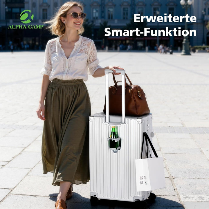 ALPHA CAMP Koffer XL Reisekoffer mit Rollen TSA Schloss, Hartschalenkoffer Gross Suitcase Aluminium