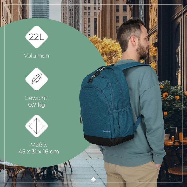 Travelite Handgepäck Rucksack mit gepoltertem Laptopfach, Laptop Rucksack 15,6 Zoll, KICK OFF, Tages