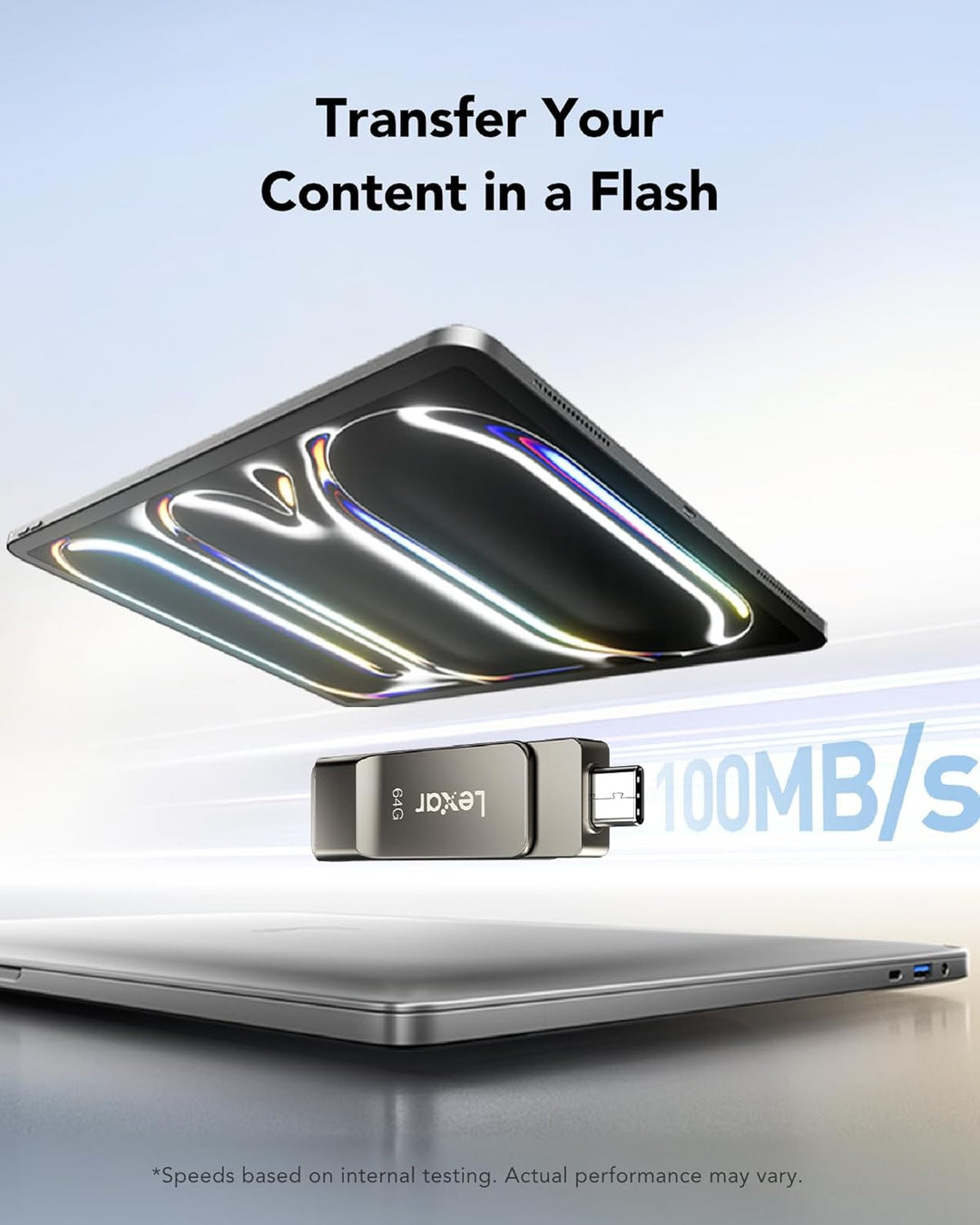 Lexar D40E 64 GB Dual USB 3.2 Gen 1 Type-C Jump Drive, USB-C Flash Drive, Metallgehäuse, Schwenkbare