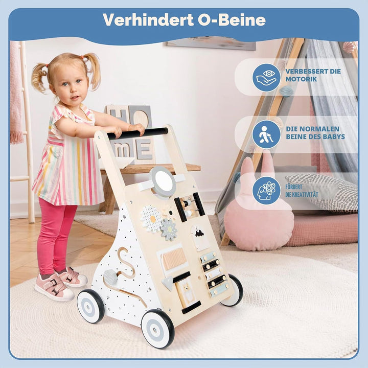 Asweets Lauflernwagen Holz, Montessori Spielzeug Multifunktion Baby Lauflernhilfe, Walking Lernwagen