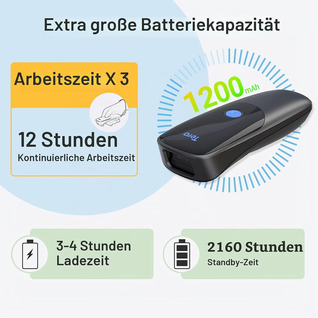 Tera Pro Series 2D QR 3-in-1 Portable Mini Barcode Scanner Bluetooth &amp; USB Cable &amp; 2.4G Wireless wit