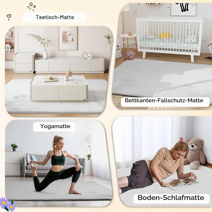 Wdmiya 200x150cm Krabbelmatte Baby, 3cm Dicke Spielmatte, Weicher Teppich Kinderzimmer mit Rutschfes