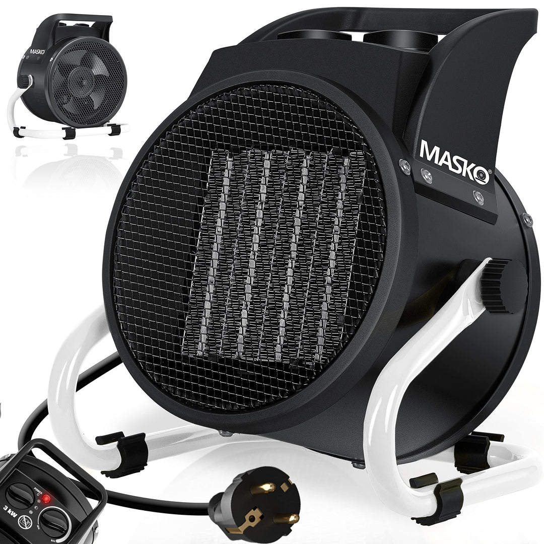 Masko® Elektroheizer Heizlüfter Bauheizer 3KW Keramik Heizstrahler 3000 Watt Elektroheizgebläse elek