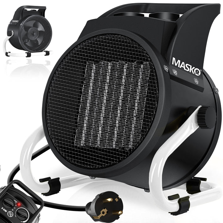 Masko® Elektroheizer Heizlüfter Bauheizer 3KW Keramik Heizstrahler 3000 Watt Elektroheizgebläse elek