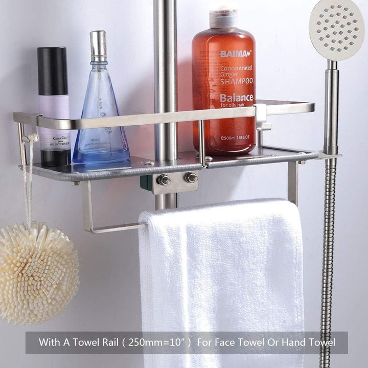 PHASAT Edelstahl Duschablage zum Hängen badezimmer duschkorb mit Doppelt Halter für Duschkopf ohne B