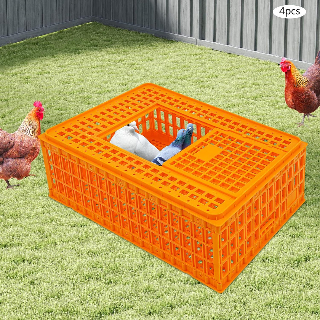 4 Stück Geflügel Tragetasche, Huhn-Transportkäfig mit Schiebetür und Transportgriffen, Korb Box für