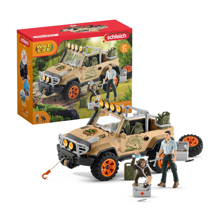 schleich 42410 Geländewagen mit Seilwinde, für Kinder ab 3+ Jahren, WILD LIFE - Spielset