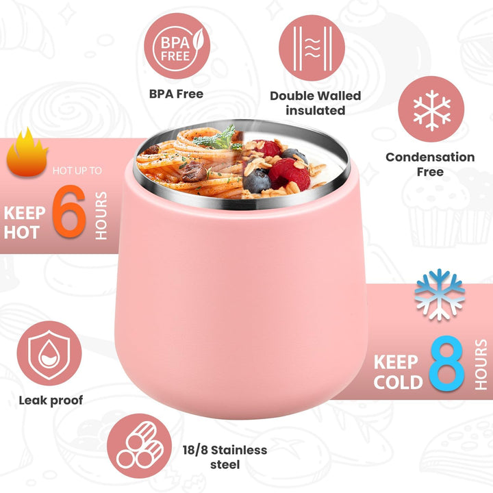 Itslife Thermobehälter für Essen 600ml, Warmhaltebehälter Essen Edelstahl mit Schnallendeckel und Lö