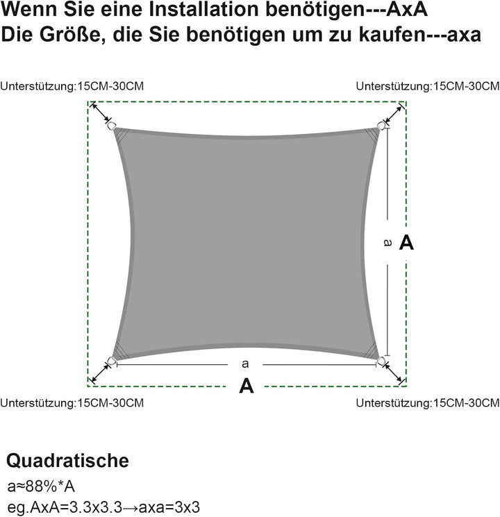 SUNNY GUARD Sonnensegel Rechteckig 2x2m Wasserdicht Sonnenschutz Wetterschutz Segel Baldachin UV Sch
