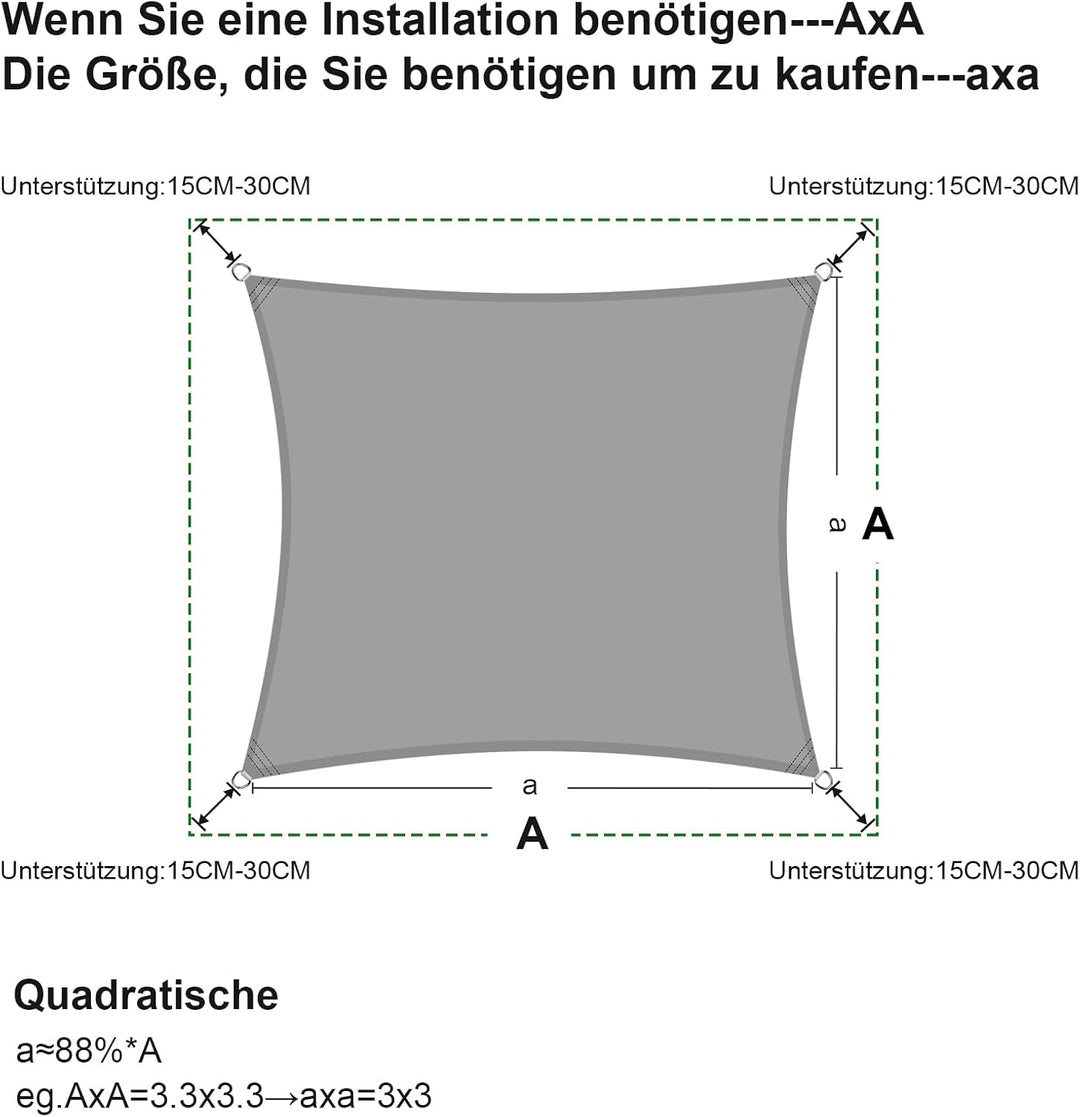 SUNNY GUARD Sonnensegel Rechteckig 4x4m Wasserdicht Sonnenschutz Wetterschutz Segel Baldachin UV Sch