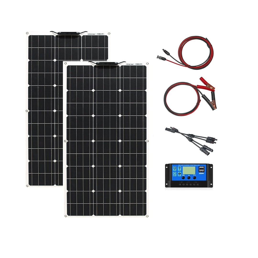 Aysolar 200W Flexibel Solarpanel Kit 2pcs 100w 18v Monokristallines Photovoltaik Solarmodul, 20A Lad