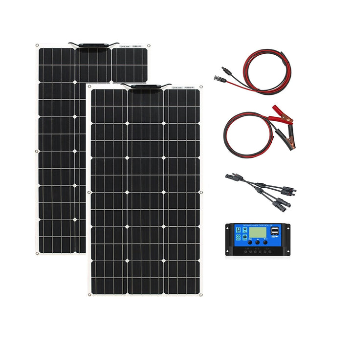 Aysolar 200W Flexibel Solarpanel Kit 2pcs 100w 18v Monokristallines Photovoltaik Solarmodul, 20A Lad