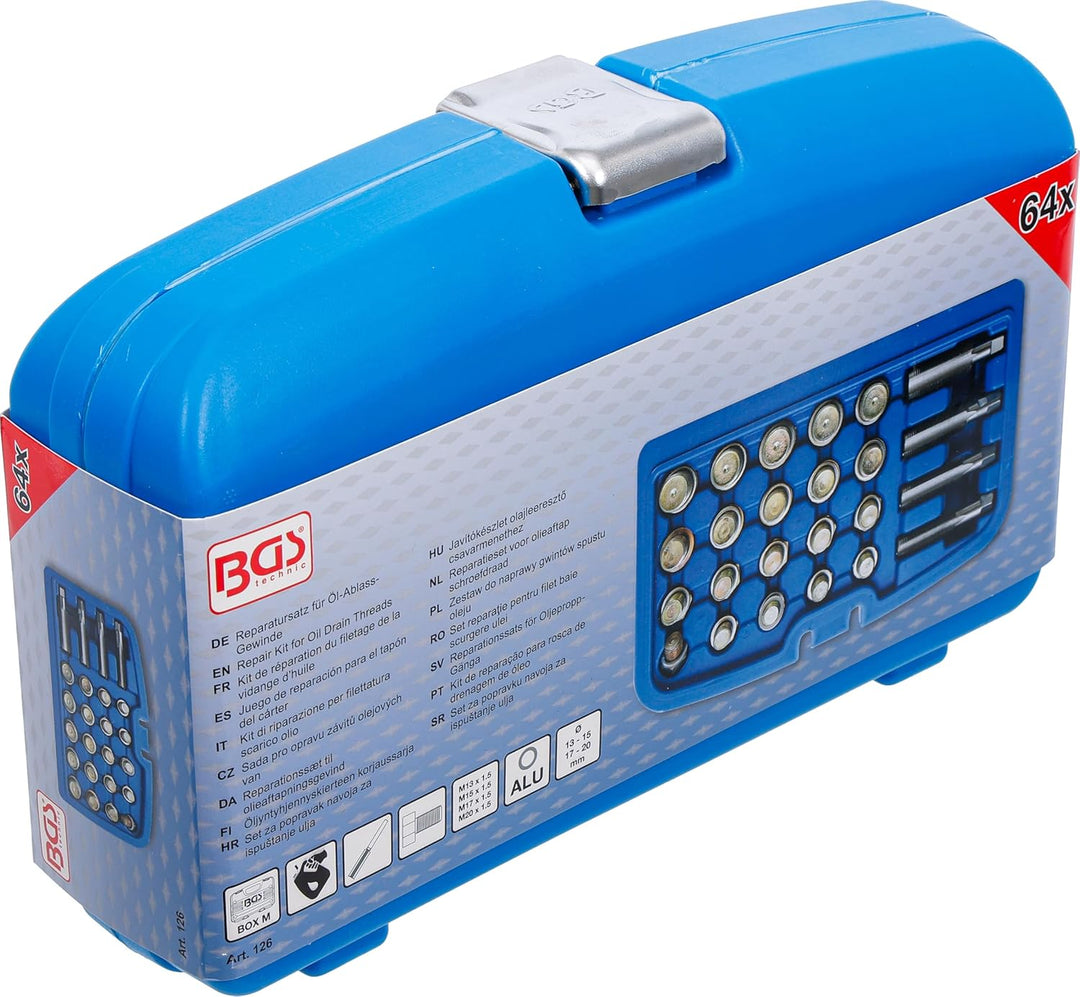 BGS 126 | Reparatursatz für Öl-Ablass-Gewinde | 64-tlg. Reparatursatz | 64-tlg., Reparatursatz | 64-