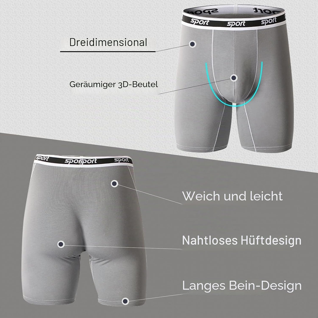 Nuofengkudu Herren Modal Unterwäsche Nahtlose Langes Bein Boxershorts Anti Chafing Unterhosen Atmung