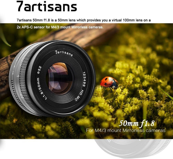 7artisans 50mm F1.8 APS-C Manuelle Fixed Objektiv für Sony E-Mount spiegellose Kamera wie Sony A6500