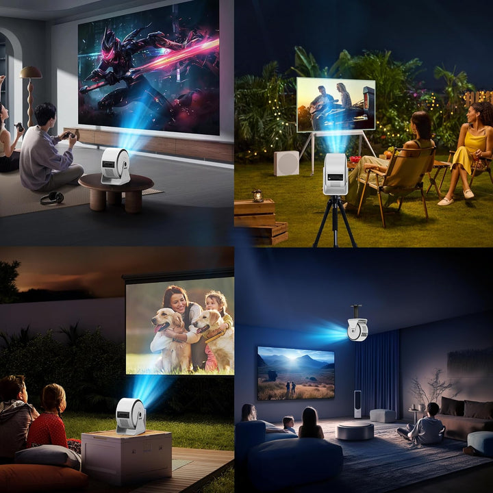 [Integrierte App] Mini Beamer Unterstützt 4K 1080P 2026, Projektor Auto Fokus und Trapezkorrektur, 3
