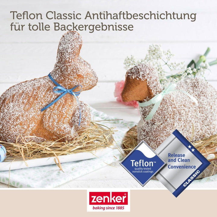 Zenker Osterbackformen-Set Special Season, hochwertige Hasenform, Mini-Lammform aus Stahlblech, Back