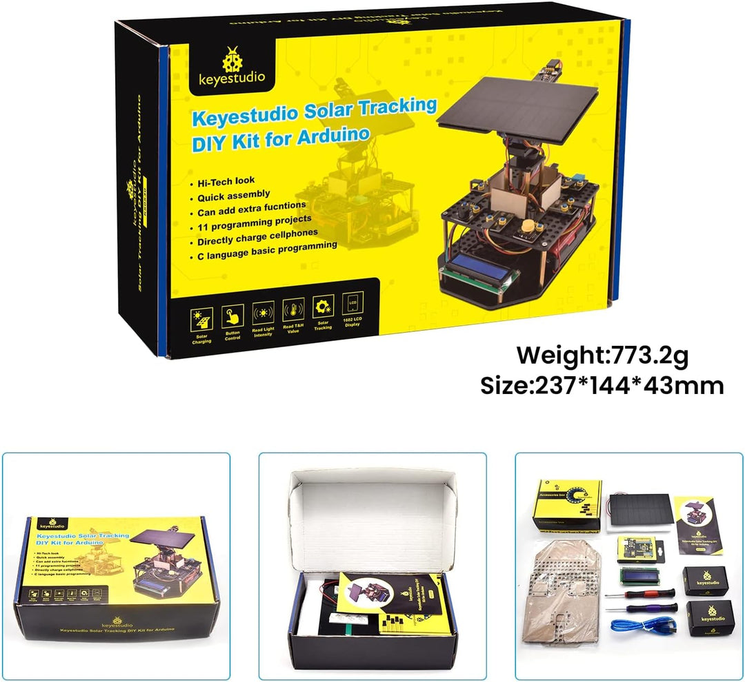 KEYESTUDIO DIY Solar Tracking Electronic Kit for Arduino UN0, Temperature and Humidity Sensor,BH1750