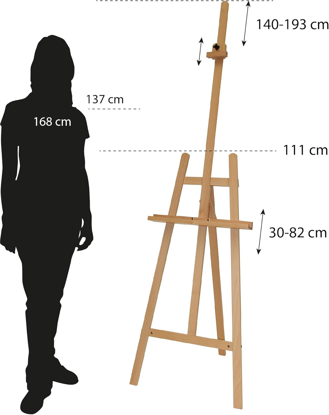 Paintersisters Staffelei PORTO 57x193 Buchenholz mit Malauflage Leinwände bis 106cm, Studio-Staffele