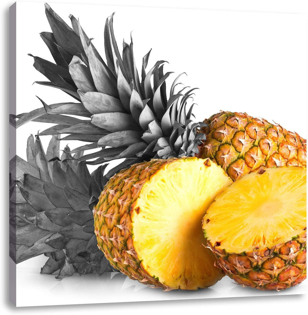Pixxprint Frische Ananas als Leinwandbild Quadratisch/Grösse: 70x70 / Wandbild/Kunstdruck/fertig bes