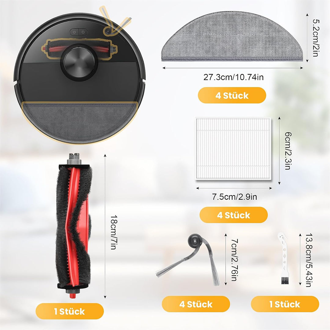 14 Stück Q7 M5 Zubehör für Roborock Q7 M5 / Q7 M5+ / Q7 L5 / Q7 L5+ Saugroboter, 1 Hauptbürste 4 Wis