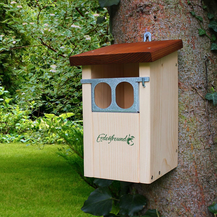 ERDENFREUND® Nistkasten Rotkehlchen mit Marder-/Katzenschutz räubersicher Nistkasten für Vögel Rotsc