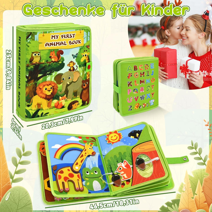 Busy Board Montessori Spielzeug ab 1 2 Jahr, Tiere Filz Busy Book Activity Board für Kleinkinder, Ge