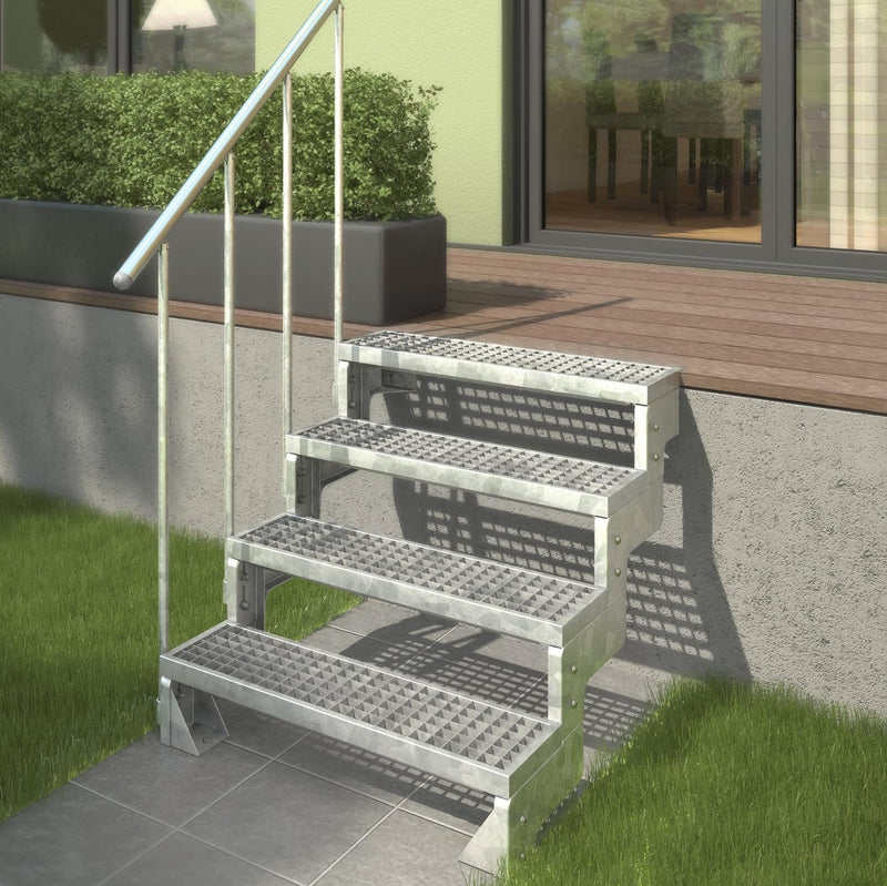 DOLLE Aussentreppe Gardentop mit 2 Stufen | Geschosshöhe 36-44 cm │ Stufenauflage Gitterroststufen │