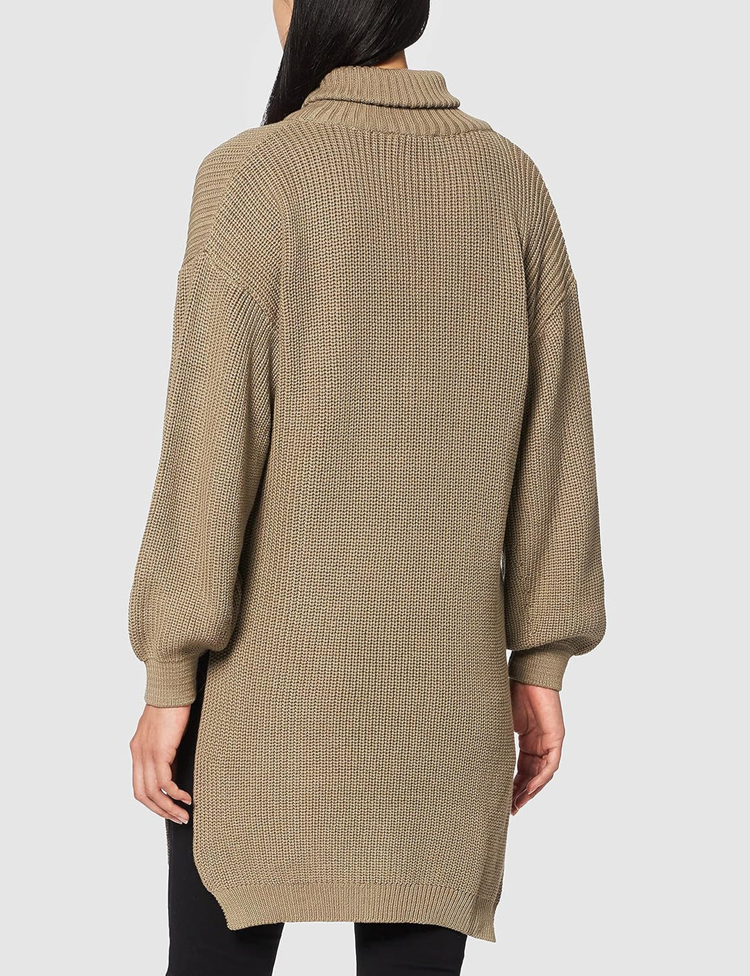 NA-KD Damen Side Slit Knitted Sweater Pullover S Khaki, S Khaki