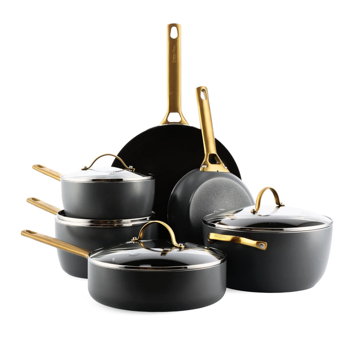GreenPan Reserve Harteloxiertes Gesundes Keramische Antihaft-Kochgeschirr Set,10 Teile,Inklusive Bra