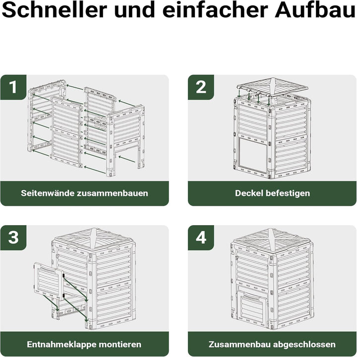 Wiltec Gartenkomposter 300 Liter 61 x 61 x 82 cm, Komposter aus Kunststoff für Bio- und Garten-Abfäl