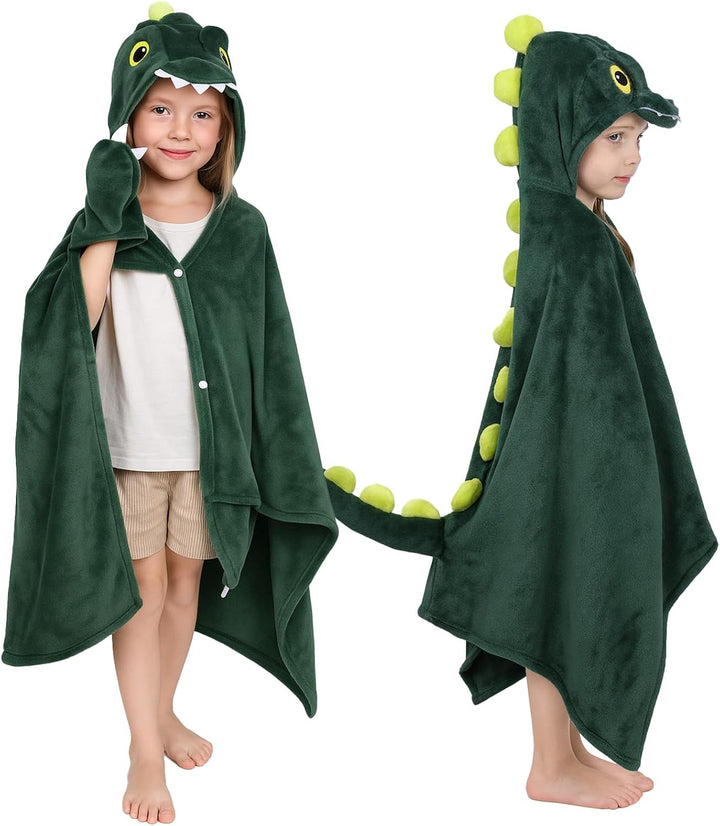 Flauschig Kuscheldecke Mit Ärmeln, Dinosaurier Tragbare Decke Sofa Decke Geschenk für Frauen Grün Di