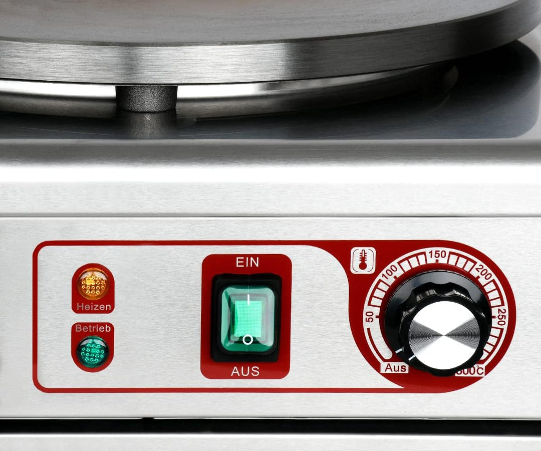 Beeketal 'BC40-1' Gastro Crepes Maker mit Ø 400 mm Gusseisen Crepesplatte, 50-300 °C stufenlos einst