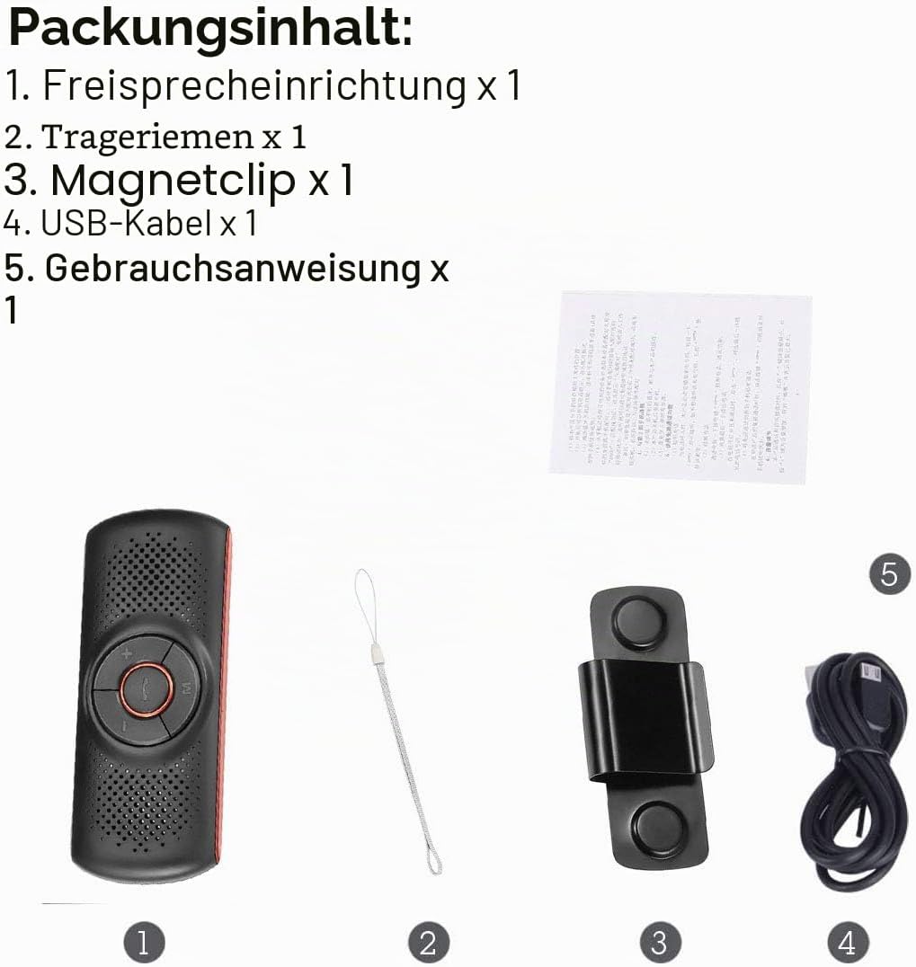 Car Handsfree Bluetooth Kit 2 Telefone gleichzeitig verbunden, Lange Lebensdauer der Batterie Car Vi