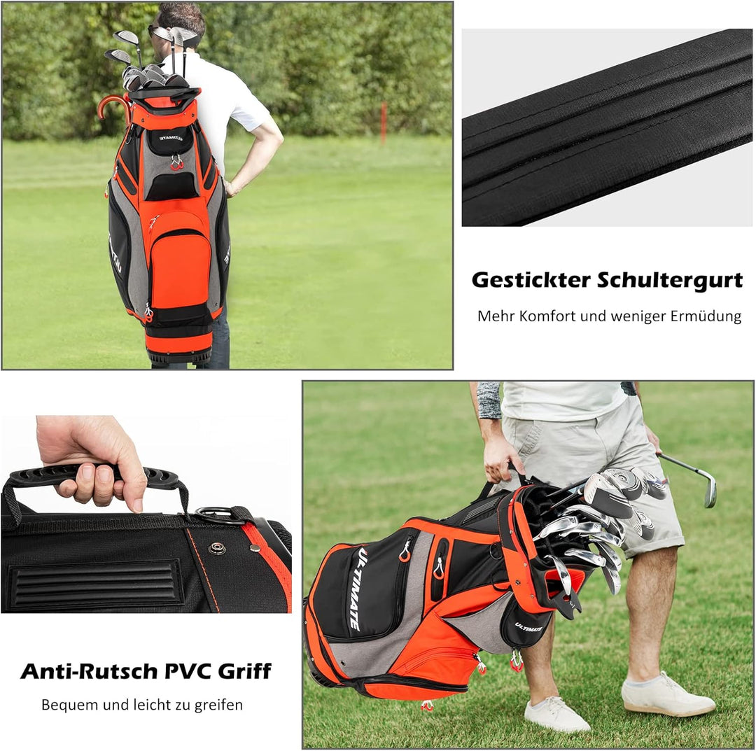 GOPLUS Golftasche mit 14 Trennwänden und 7 zusätzlichen Taschen, Golfreisetasche mit breite Basis, D