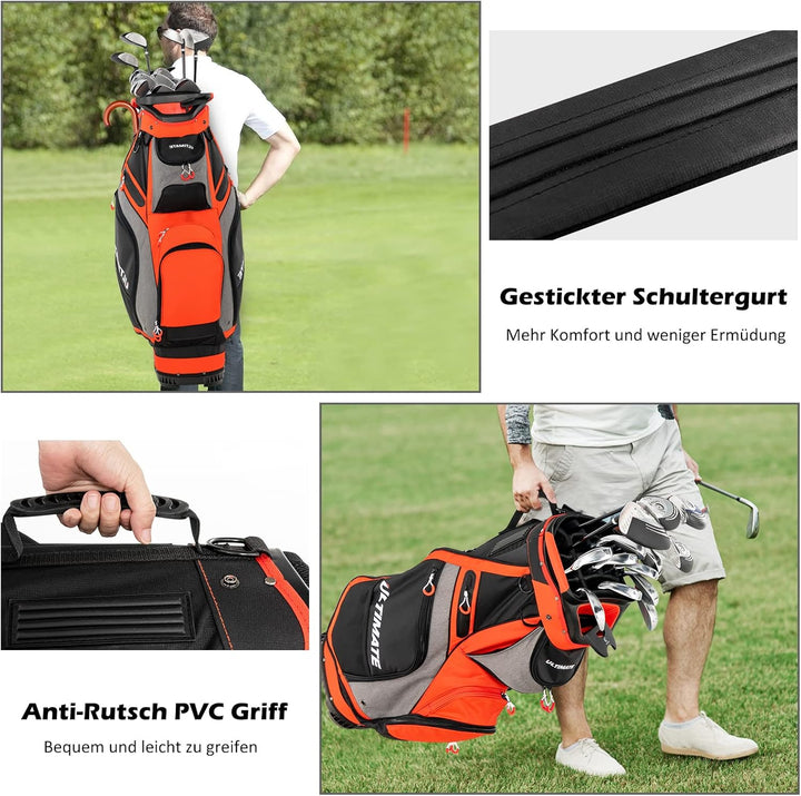 GOPLUS Golftasche mit 14 Trennwänden und 7 zusätzlichen Taschen, Golfreisetasche mit breite Basis, D