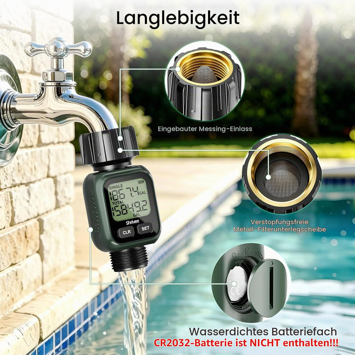 Wasserdurchflussmesser mit LCD-Display, Einzeln- und Gesamtmessung in GAL/min