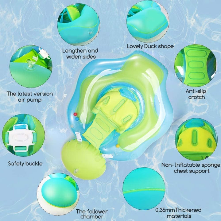 Baby Schwimmring mit Sonnendach Abnehmbaren,Schwimmring mit Sonnenschutz Verstellbare,Aufblasbarer S