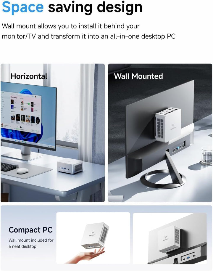 MINIS FORUM Mini PC UM870 Slim, AMD Ryzen 7 8745H 8C/16T bis zu 4,9 GHz, Barebone-Version ohne DDR5/
