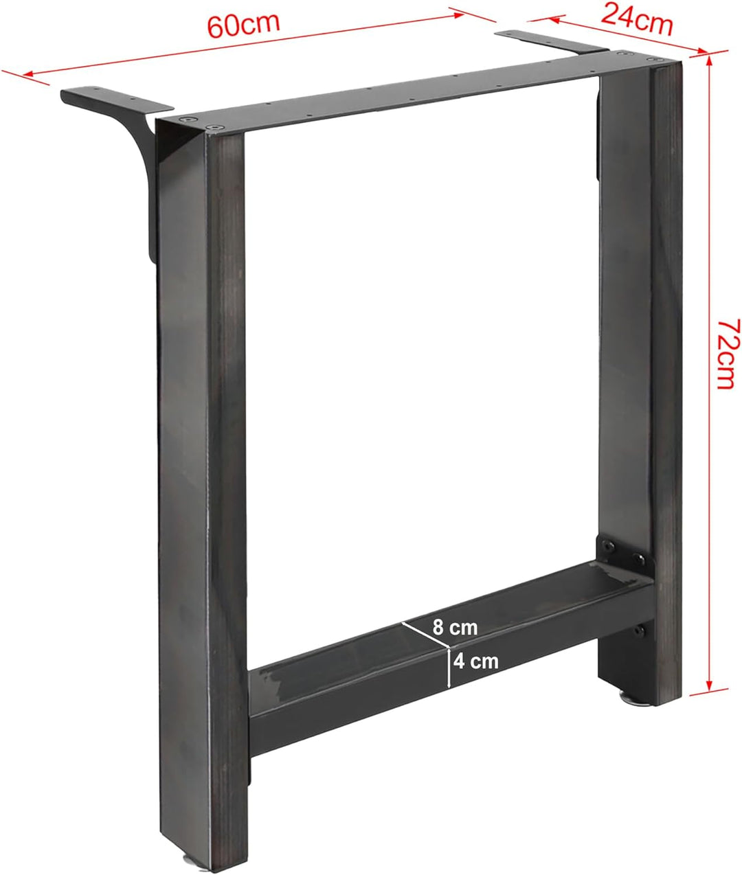 Wiltec Tischkufen Tischbeine aus Vierkantprofilen 60x72cm lackierter Stahl klarlackbeschichtet Tisch
