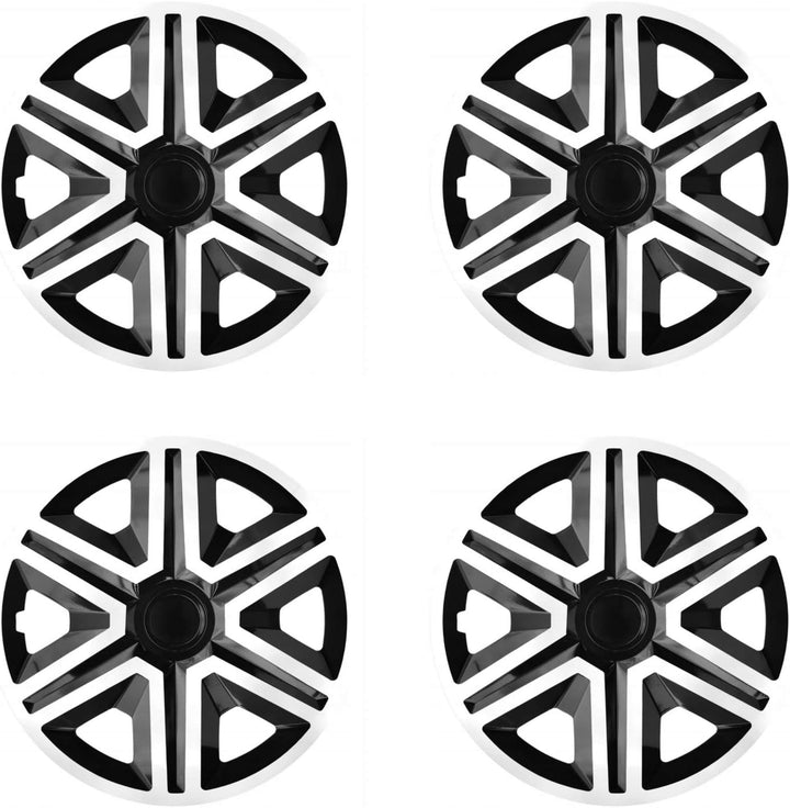 NRM Action 4 x Universal Radzierblenden Radkappen Satz 4er Set Auto KFZ Zoll (Weiss-Schwarz, 14") We