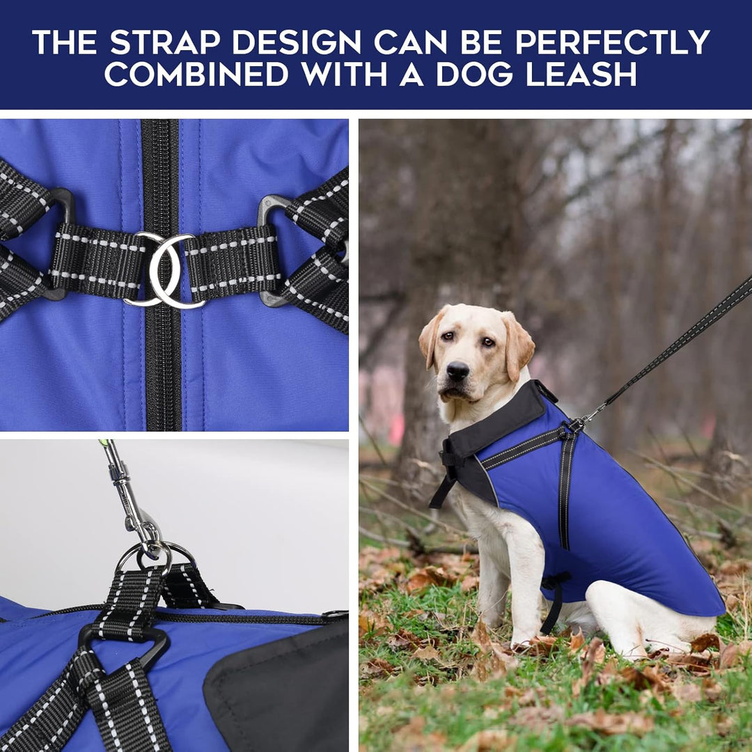 Buddypuppy Hundemantel Winter, Warme Hundejacke Wasserdicht mit Geschirr für Mittel und Grosse Hunde