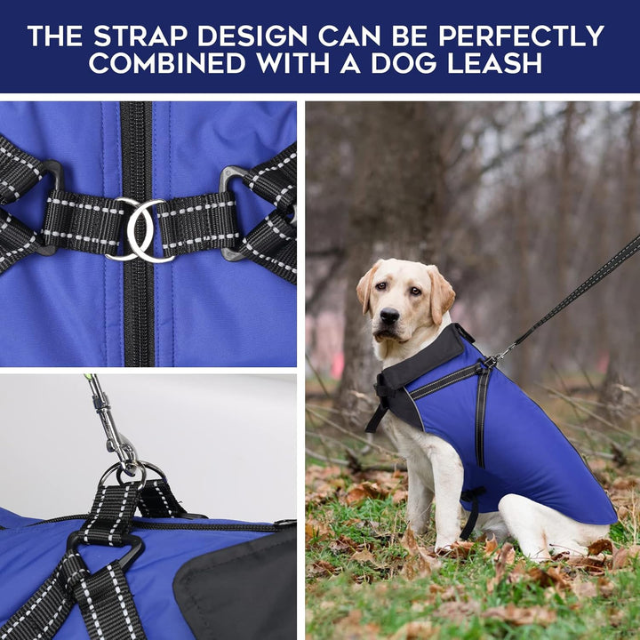 Buddypuppy Hundemantel Winter, Warme Hundejacke Wasserdicht mit Geschirr für Mittel und Grosse Hunde