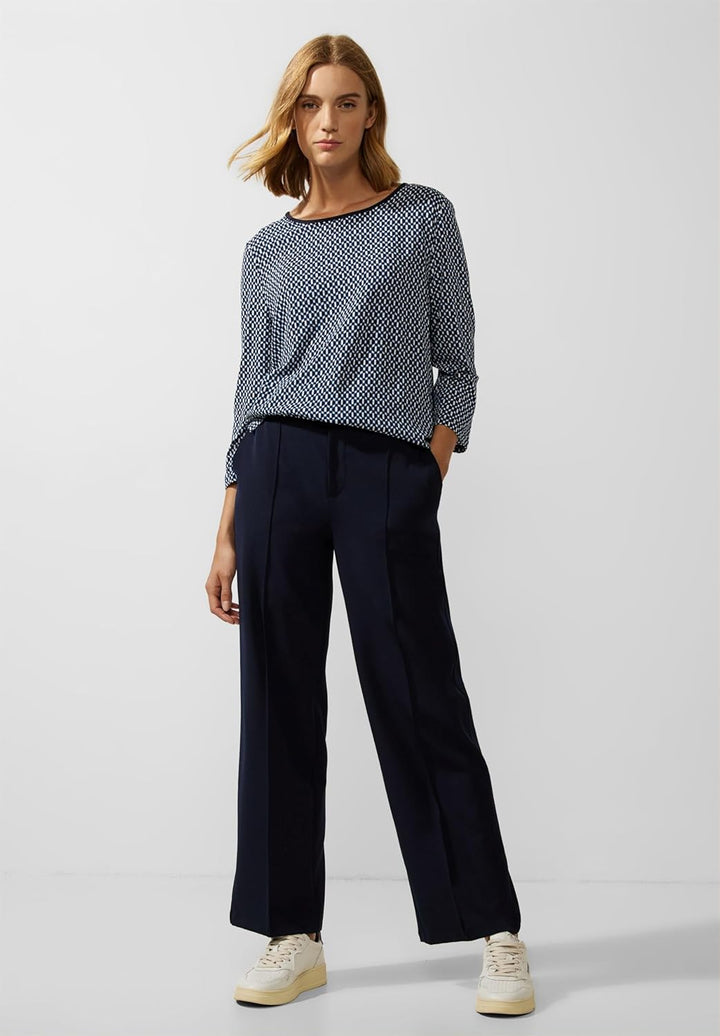 Street One Damen T-Shirt 3/4 Arm Bedruckt, Deep Blue