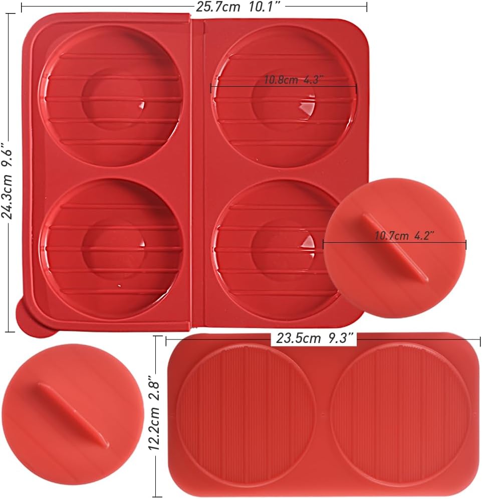 Burgerpresse, Patty Gefrierbehälter, BPA-frei, antihaftbeschichtet, für Grillen, BBQ und Meal Prep,