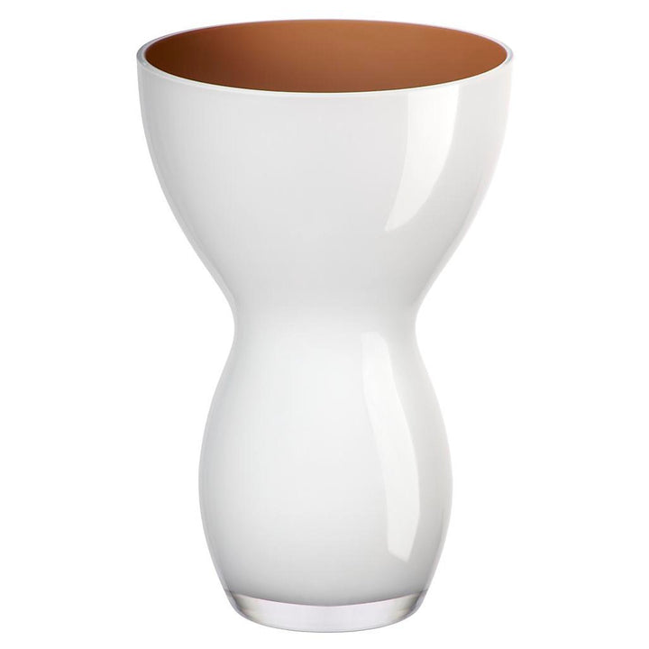 CRISTALICA Blumenvase Bouquet Vase Glas Vase Elisa Weiss Braun 30 cm Tischvase Tischdeko Hochzeitdek