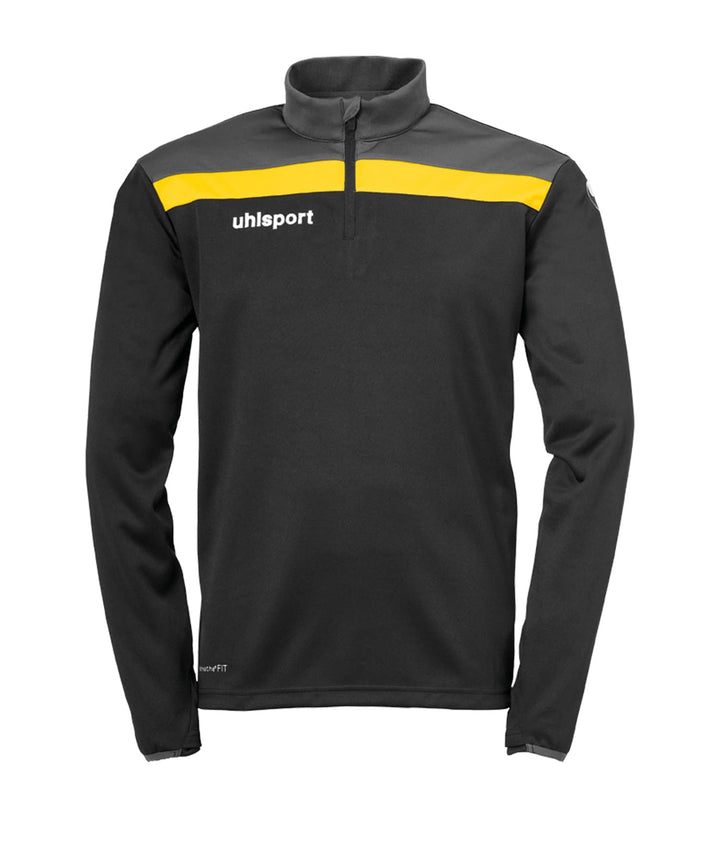 uhlsport Unisex Kids Offense 23 1/4 Zip Top Kinder Sweatshirt, Schwarz/Anthra/Limonengel