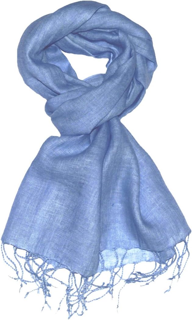 Lorenzo Cana Damenschal Leinenschal 100% Leinen 70 x 180 cm Tuch Naturfaser Trendfarbe Hellblau 9330
