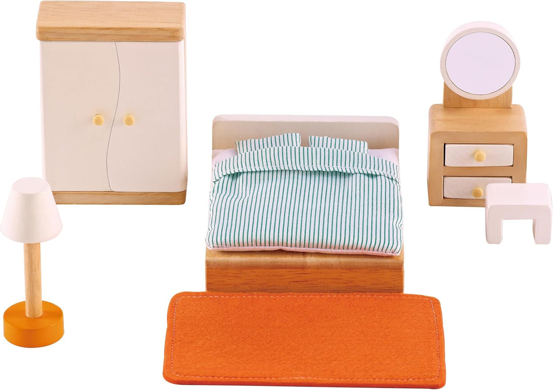 Hape Puppenhaus- Schlafzimmer, geeignet für alle vergleichbaren Puppenhäuser, geeignet ab 3 Jahren,