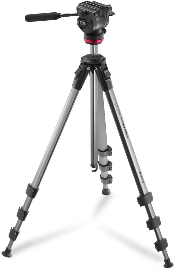 Hama Videostativ mit Fluidkopf (Kamera Stativ für Video, DLSR und Smartphone, Tripod, Dreibeinstativ